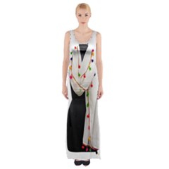 Indiahandycrfats Women Fashion White Dupatta With Multicolour Pompom All Four Sides For Girls/women Maxi Thigh Split Dress by Indianhandycrafts