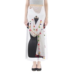 Indiahandycrfats Women Fashion White Dupatta With Multicolour Pompom All Four Sides For Girls/women Full Length Maxi Skirt by Indianhandycrafts