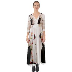 Indiahandycrfats Women Fashion White Dupatta With Multicolour Pompom All Four Sides For Girls/women Button Up Boho Maxi Dress by Indianhandycrafts