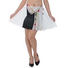 Indiahandycrfats Women Fashion White Dupatta With Multicolour Pompom All Four Sides For Girls/women Velvet Skater Skirt by Indianhandycrafts