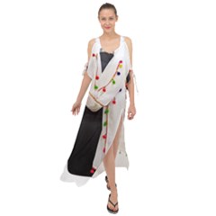 Indiahandycrfats women Fashion White Dupatta with Multicolour Pompom all four sides for Girls/women Maxi Chiffon Cover Up Dress