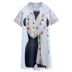 Indiahandycrfats Women Fashion White Dupatta With Multicolour Pompom All Four Sides For Girls/women Kids  Boyleg Half Suit Swimwear