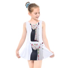 Indiahandycrfats Women Fashion White Dupatta With Multicolour Pompom All Four Sides For Girls/women Kids  Skater Dress Swimsuit by Indianhandycrafts