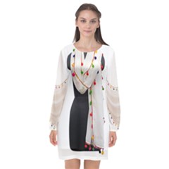 Indiahandycrfats Women Fashion White Dupatta With Multicolour Pompom All Four Sides For Girls/women Long Sleeve Chiffon Shift Dress  by Indianhandycrafts