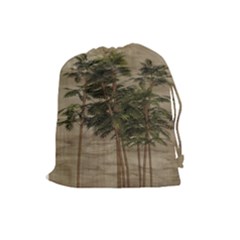Vintage Bamboo Trees Drawstring Pouch (large) by snowwhitegirl