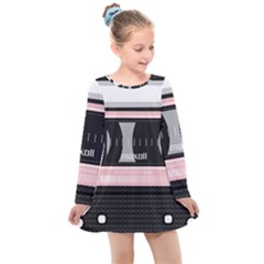 Pink Compact Cassette Kids  Long Sleeve Dress