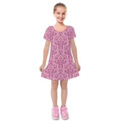Victorian Pink Ornamental Kids  Short Sleeve Velvet Dress by snowwhitegirl