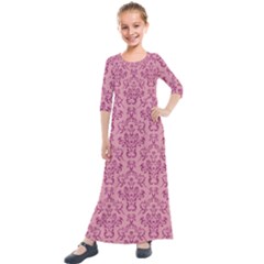 Victorian Pink Ornamental Kids  Quarter Sleeve Maxi Dress by snowwhitegirl