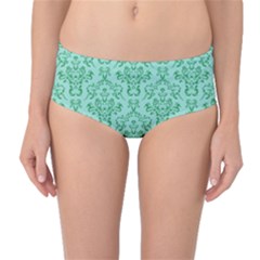 Victorian Teal Ornamental Mid-waist Bikini Bottoms