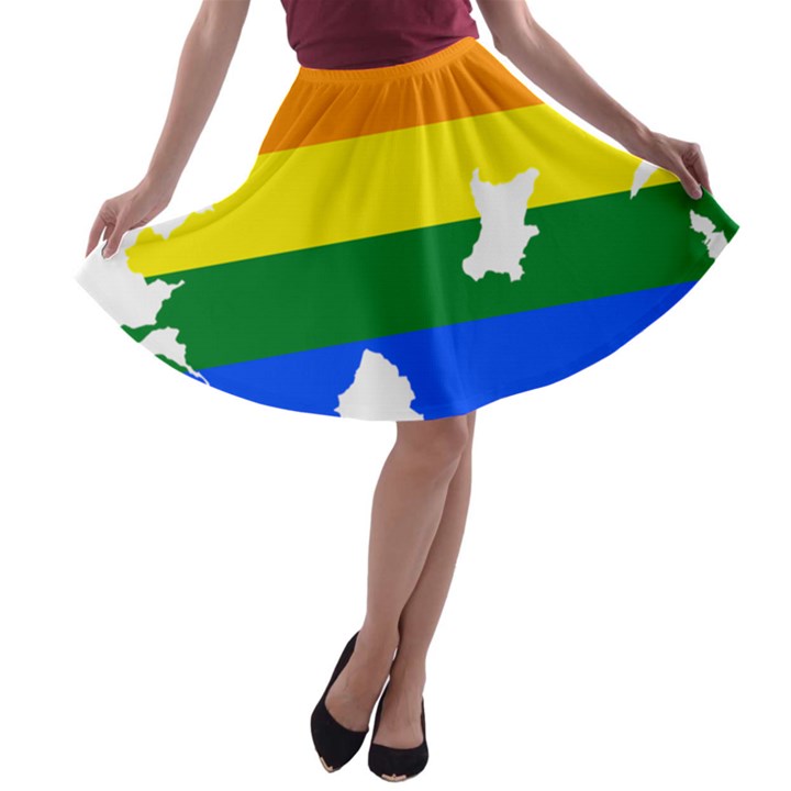 LGBT Flag Map of Northern Ireland A-line Skater Skirt