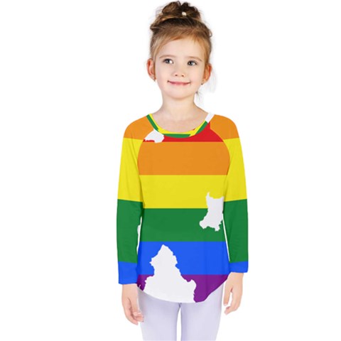 Lgbt Flag Map Of Northern Ireland Kids  Long Sleeve Tee by abbeyz71