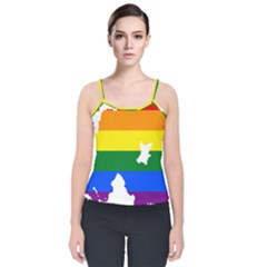 Lgbt Flag Map Of Northern Ireland Velvet Spaghetti Strap Top by abbeyz71