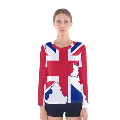 Union Jack Flag Map Of Northern Ireland Women s Long Sleeve Tee by abbeyz71