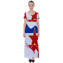 Flag Map Of Socialist Federal Republic Of Yugoslavia High Waist Short Sleeve Maxi Dress