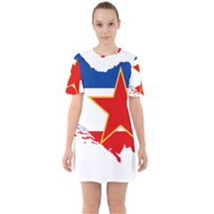 Flag Map Of Socialist Federal Republic Of Yugoslavia Sixties Short Sleeve Mini Dress by abbeyz71