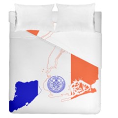 Flag Map Of New York City Duvet Cover Double Side (queen Size) by abbeyz71