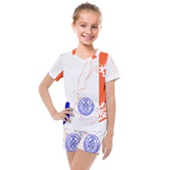 Flag Map of New York City Kids  Mesh Tee and Shorts Set