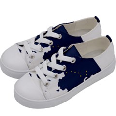 Flag Map of Alaska Kids  Low Top Canvas Sneakers