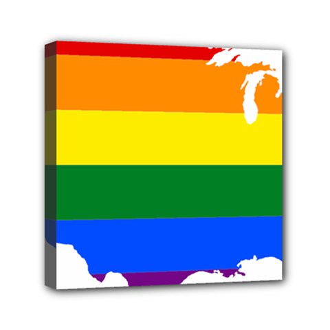 Usa Lgbt Flag Map Mini Canvas 6  X 6  (stretched) by abbeyz71