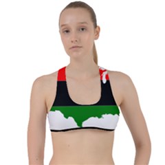 Pan-african Flag Map Of United States Criss Cross Racerback Sports Bra by abbeyz71