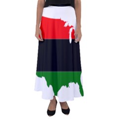 Pan-african Flag Map Of United States Flared Maxi Skirt by abbeyz71