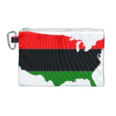 Pan-african Flag Map Of United States Canvas Cosmetic Bag (large) by abbeyz71