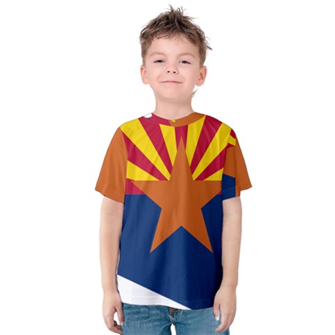 Flag Map Of Arizona Kids  Cotton Tee by abbeyz71