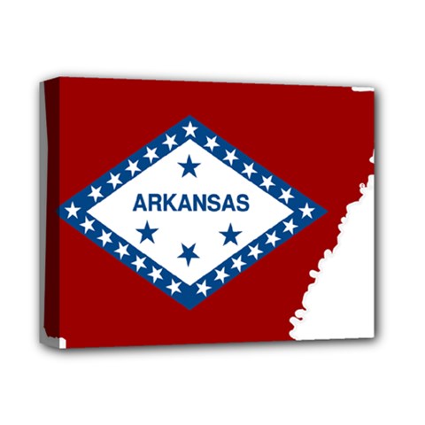 Flag Map Of Arkansas Deluxe Canvas 14  X 11  (stretched)