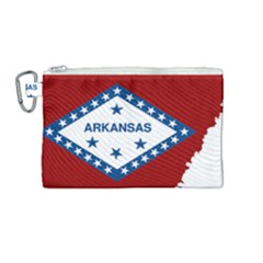 Flag Map Of Arkansas Canvas Cosmetic Bag (medium) by abbeyz71