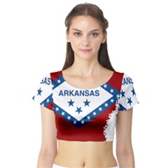 Flag Map Of Arkansas Short Sleeve Crop Top by abbeyz71