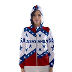 Flag Map Of Arkansas Hooded Windbreaker (women) by abbeyz71