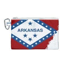 Flag Map Of Arkansas Canvas Cosmetic Bag (medium) by abbeyz71