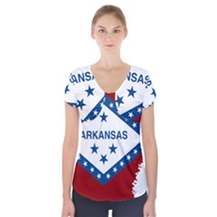 Flag Map Of Arkansas Short Sleeve Front Detail Top by abbeyz71