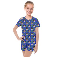 Frida Blue Kids  Mesh Tee And Shorts Set