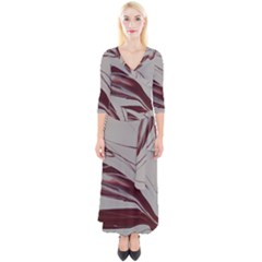 Wine Quarter Sleeve Wrap Maxi Dress by WILLBIRDWELL