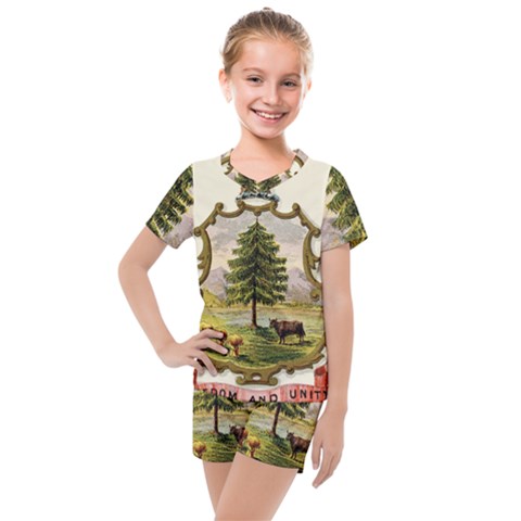 Coat Of Arms Of Vermont Kids  Mesh Tee And Shorts Set by abbeyz71