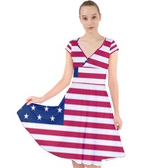 Flag Of Vermont, 1804-1837 Cap Sleeve Front Wrap Midi Dress by abbeyz71