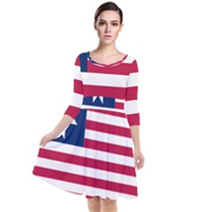 Flag Of Vermont, 1837-1923 Quarter Sleeve Waist Band Dress by abbeyz71