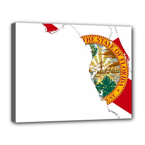 Flag Map of Florida  Canvas 14  x 11  (Stretched)