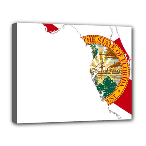 Flag Map of Florida  Deluxe Canvas 20  x 16  (Stretched)