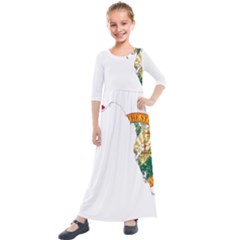 Flag Map of Florida  Kids  Quarter Sleeve Maxi Dress