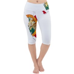 Flag Map of Florida  Lightweight Velour Cropped Yoga Leggings