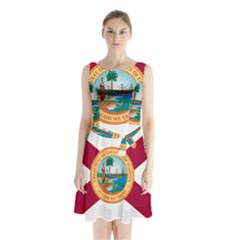 Flag of Florida, 1900-1985 Sleeveless Waist Tie Chiffon Dress