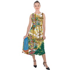 Great Seal Of Florida  Midi Tie-back Chiffon Dress