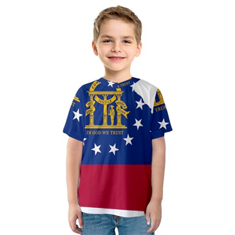 Flag Map Of Georgia Kids  Sport Mesh Tee by abbeyz71