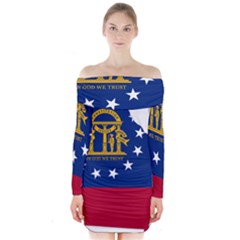 Flag Map Of Georgia Long Sleeve Off Shoulder Dress by abbeyz71