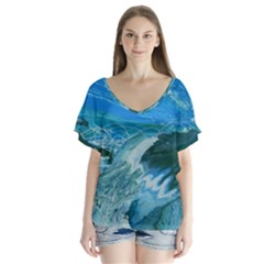 WEST COAST V-Neck Flutter Sleeve Top