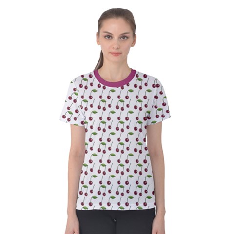 Musical Cherries Pattern Women s Cotton Tee by emilyzragz