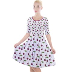 Musical Cherries Pattern Quarter Sleeve A-line Dress by emilyzragz