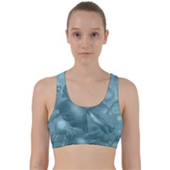 Wonderful Blue Soft Roses Back Weave Sports Bra by FantasyWorld7